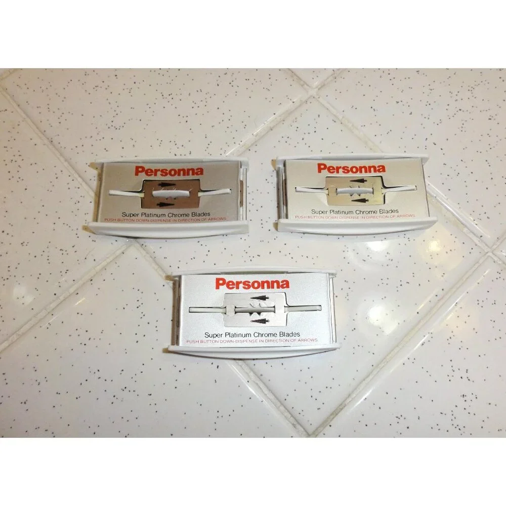 Vintage Lot of Three Personna Super Platinum Chrome Blades double edge 15 Total